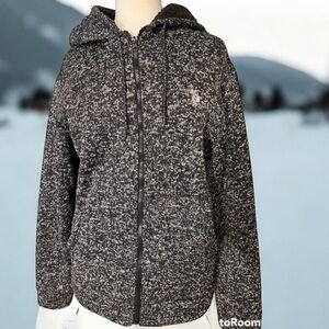 Ralph Lauren Black White Full Zip Hooded Fleece Jacket‎ Women’s Size S